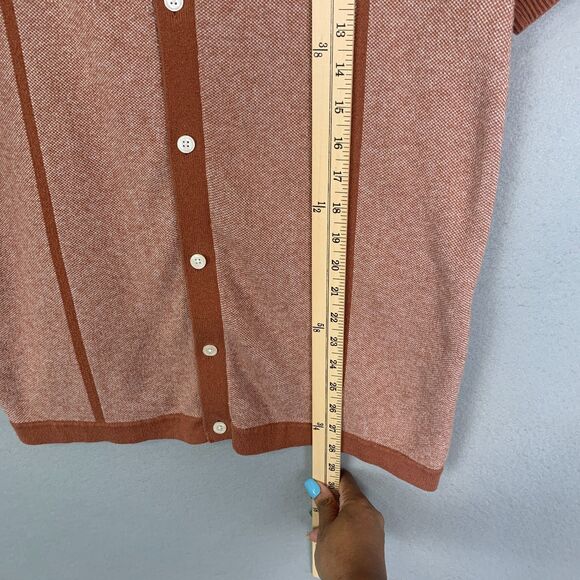 Abercrombie & Fitch Men’s Knit Polo Shirt Medium Retro Button Up Rust Brown Tan - Picture 6 of 7